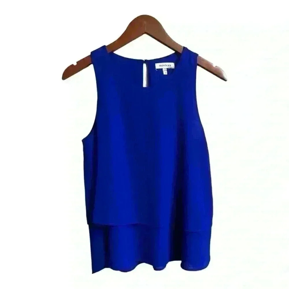 Monteau silk, layered tank blouse size small.